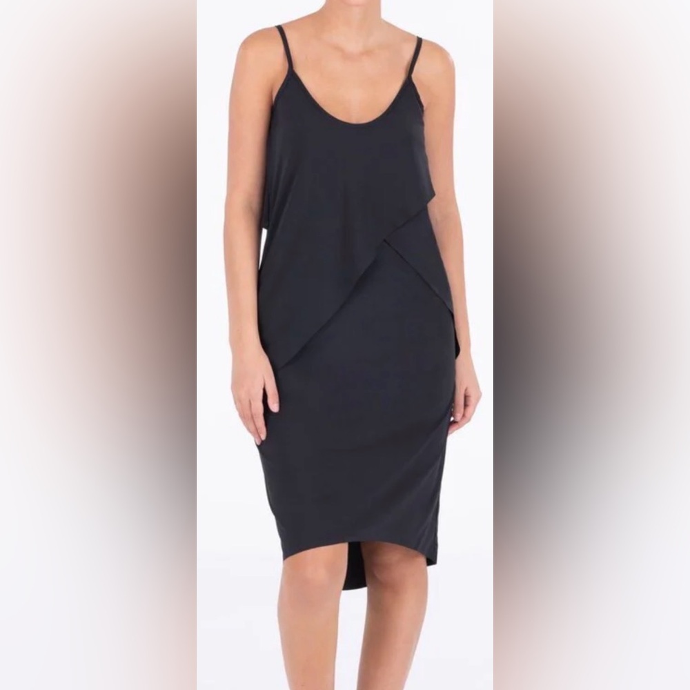 Indygena Aerel dress black sleeveless knee layered breathable party boho sport S